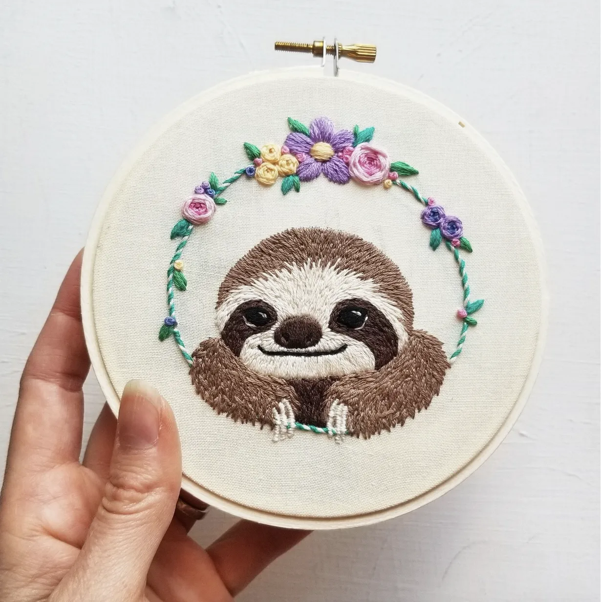 Jessica Long Embroidery | Smiling Sloth Embroidery Kit