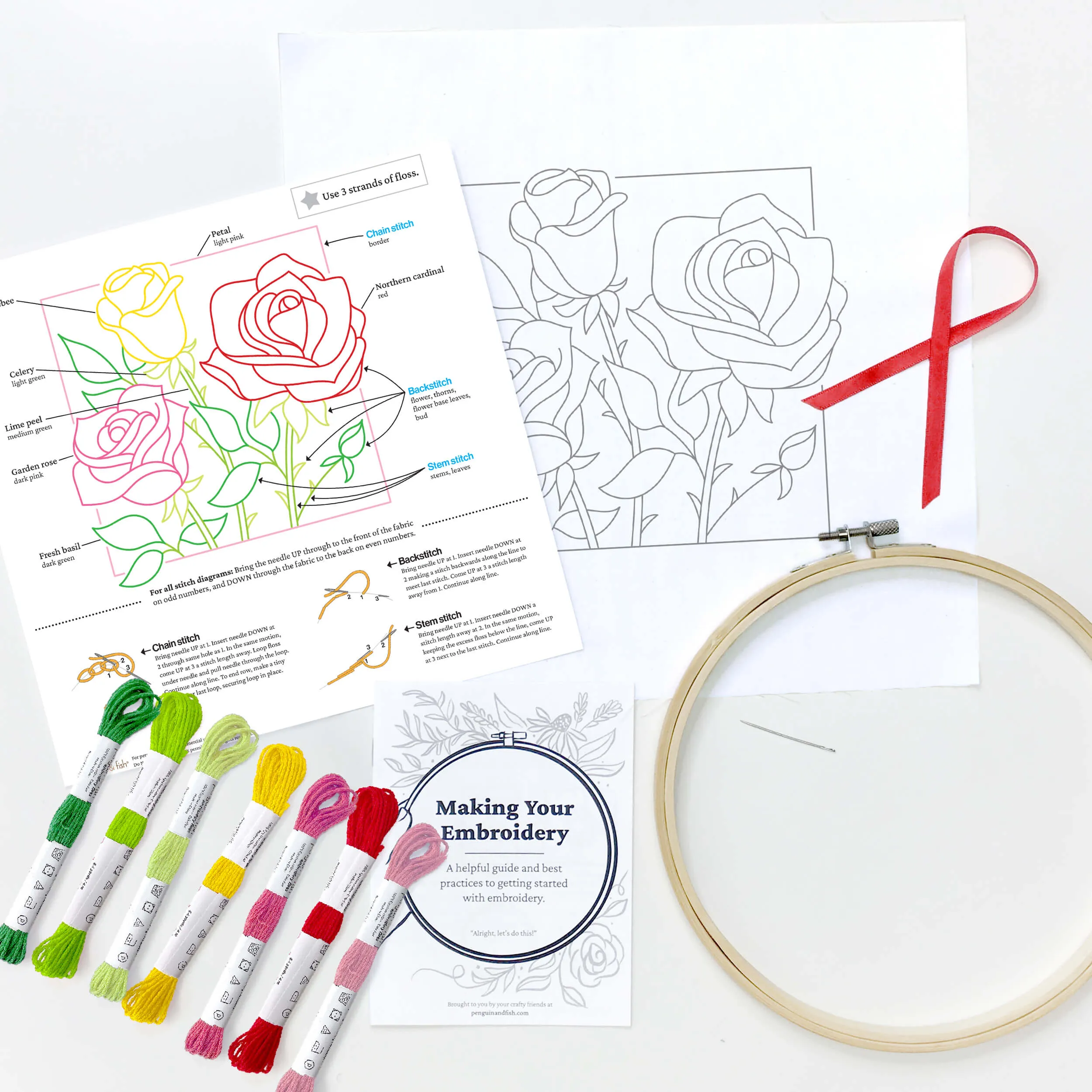 June Rose embroidery kit