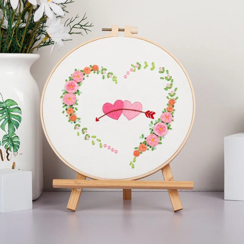 Love Heart Hand Embroidery DIY Kit 20cm