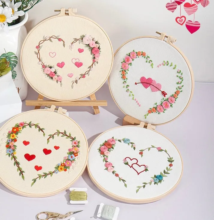 Love Heart Hand Embroidery DIY Kit 20cm