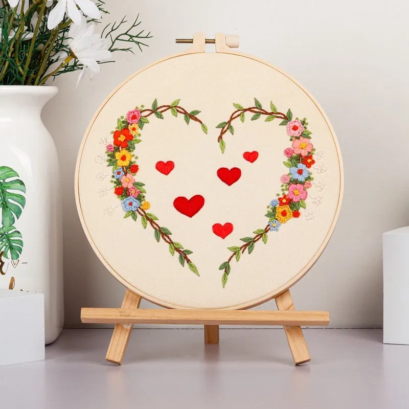 Love Heart Hand Embroidery DIY Kit 20cm