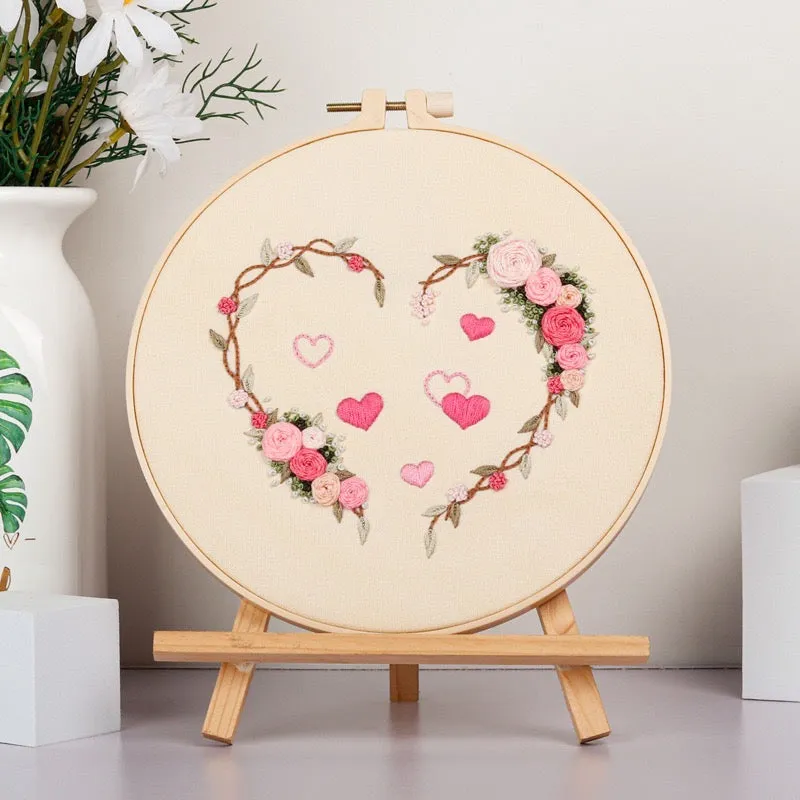 Love Heart Hand Embroidery DIY Kit 20cm