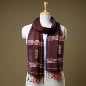 Maroon - Bengal Jamdani Buti Handloom Cotton Stole