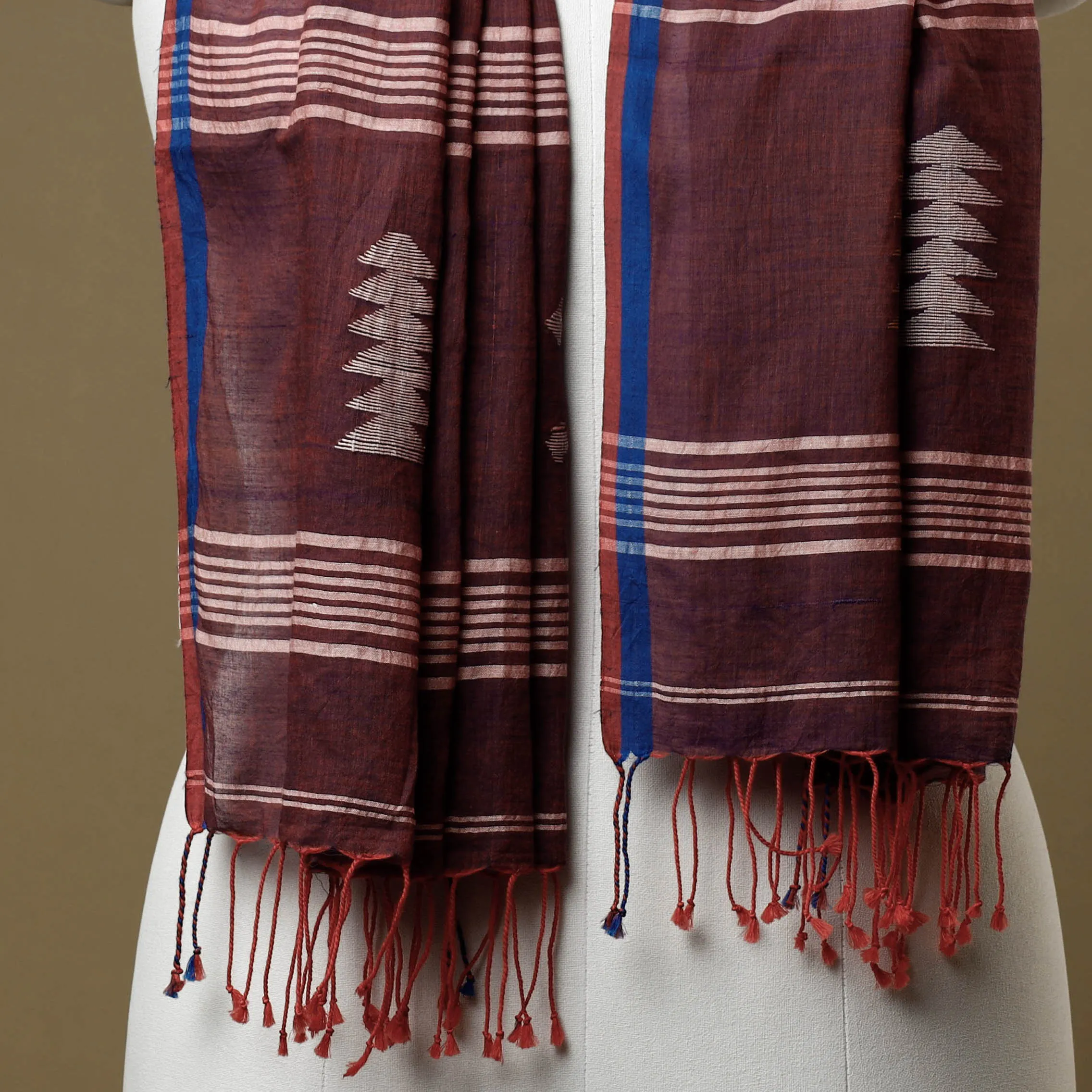 Maroon - Bengal Jamdani Buti Handloom Cotton Stole