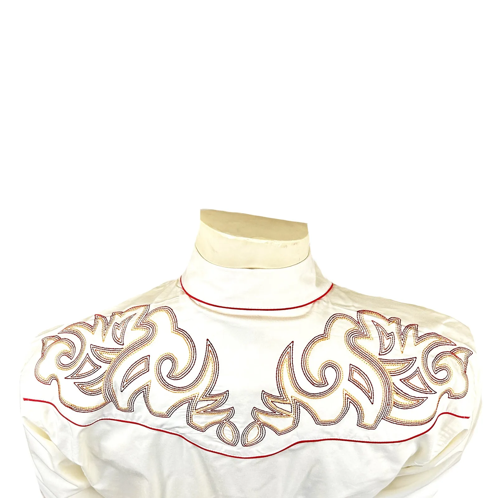 Men's Boot Top Embroidered Western Shirt in Ivory