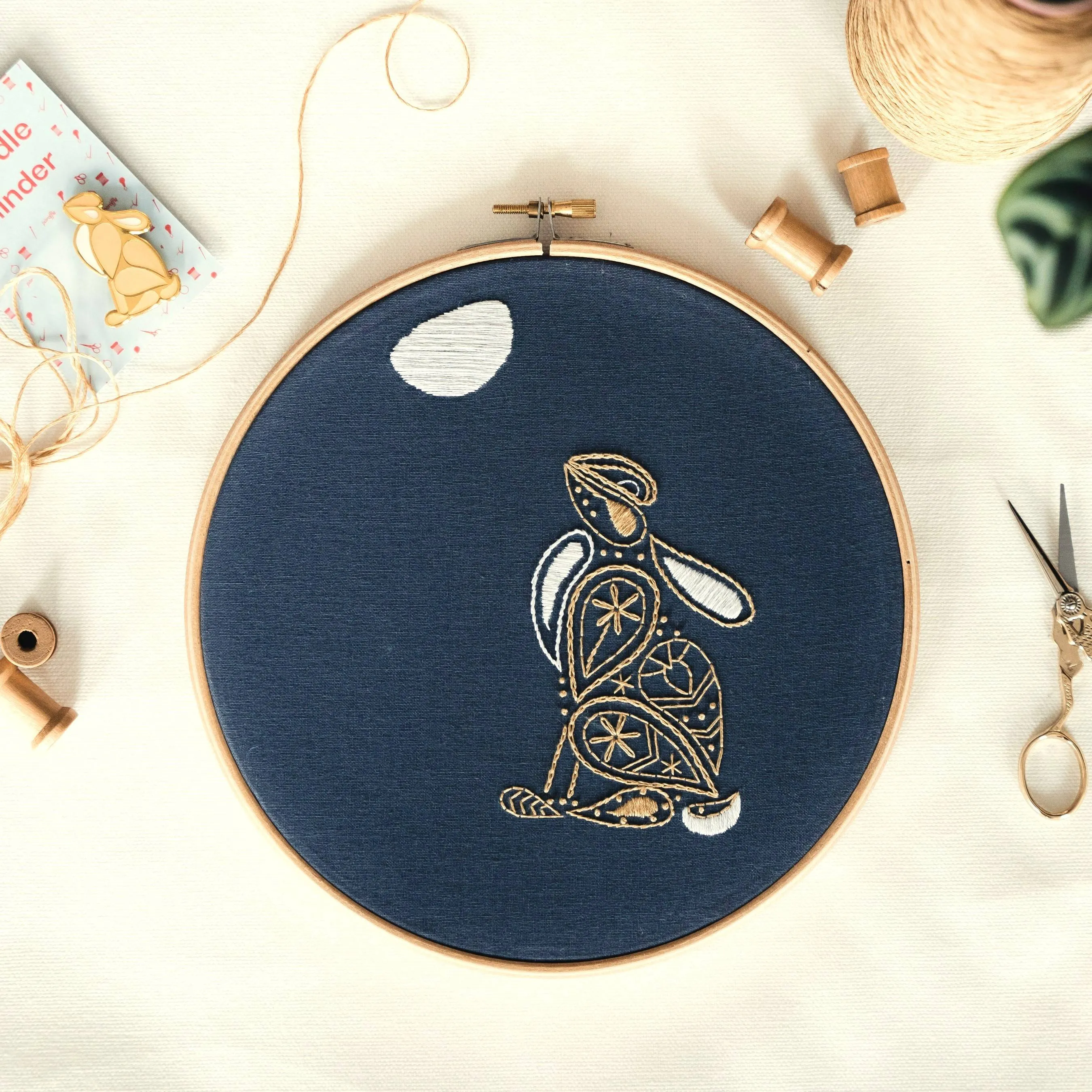 Moon Gazing Hare Embroidery Kit