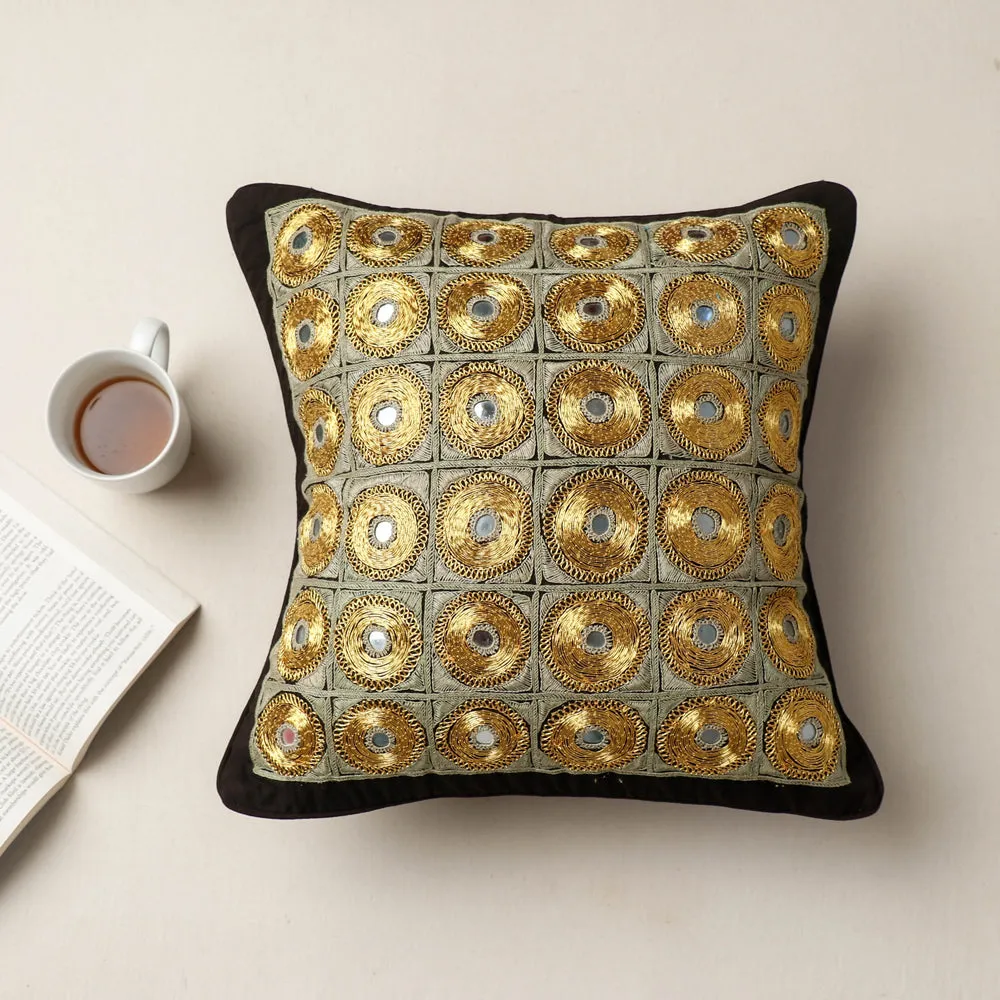 Multicolor - Kala Raksha Mukko Hand Embroidered Pure Cotton Cushion Cover