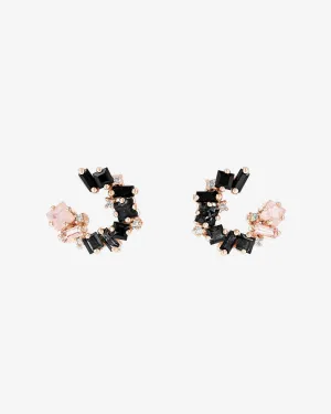 Nadima Black Ombre Mini Spiral Hoops