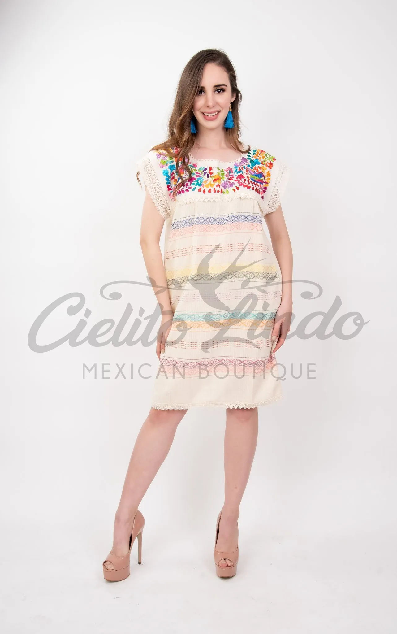 Oaxaca Beige Loomed Dress