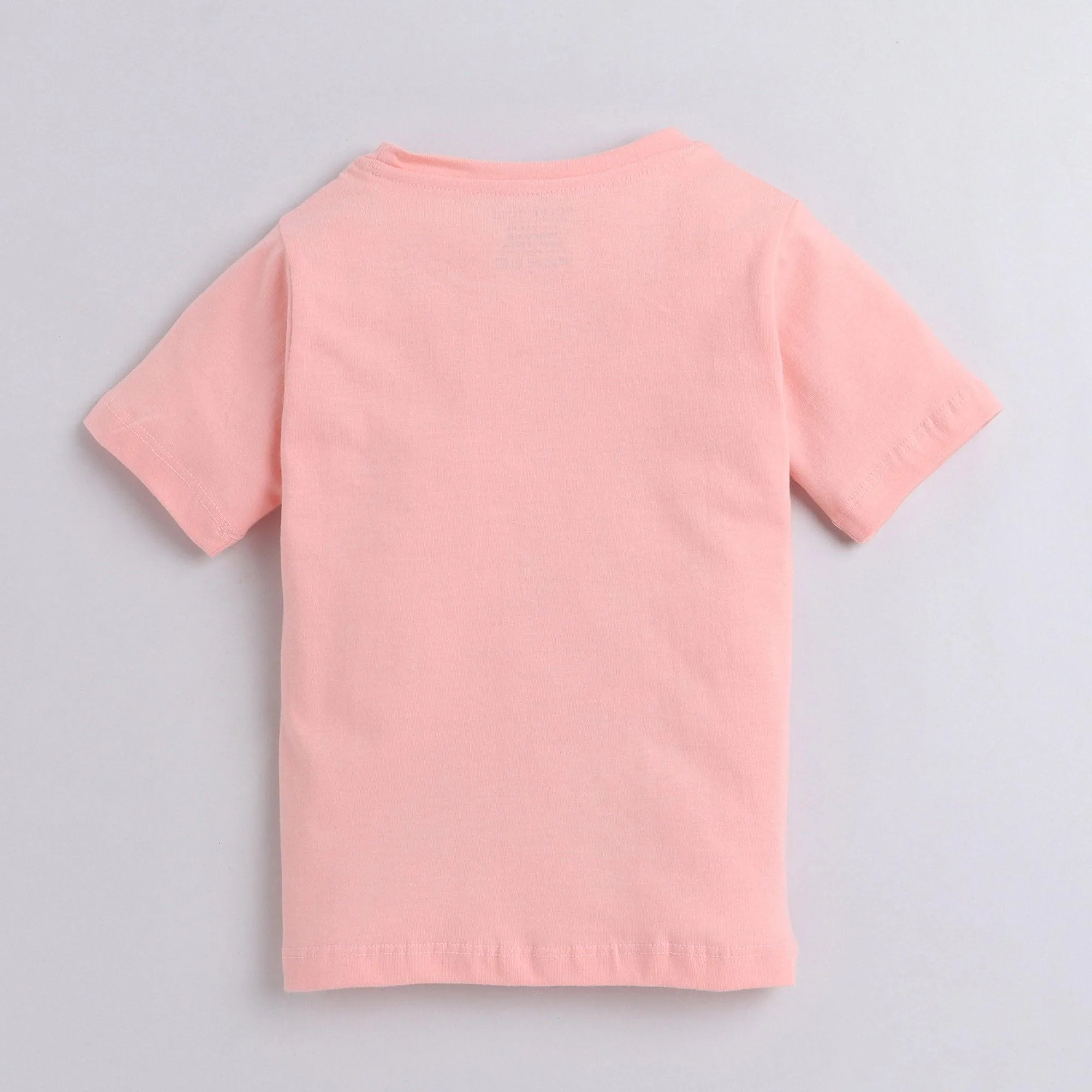 Polka Tots Half Sleeve T-shirt 100% Cotton Antibacterial Fabric Train Peach