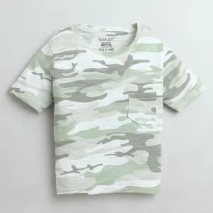 Polka Tots Half Sleeve T-Shirt Military Camofladge - Green