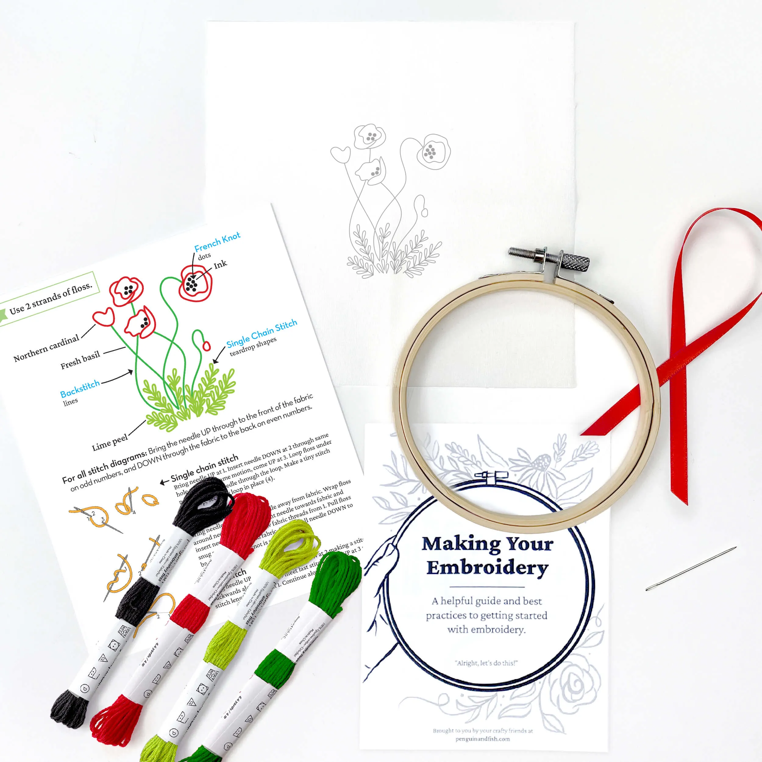 Poppy embroidery kit