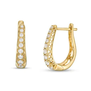 Pre-Owned Zales 10k Gold 1/2ct Round Diamond Pave Linear Hoops