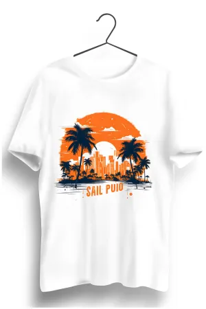 Sail Puio Graphic Printed White Tshirt