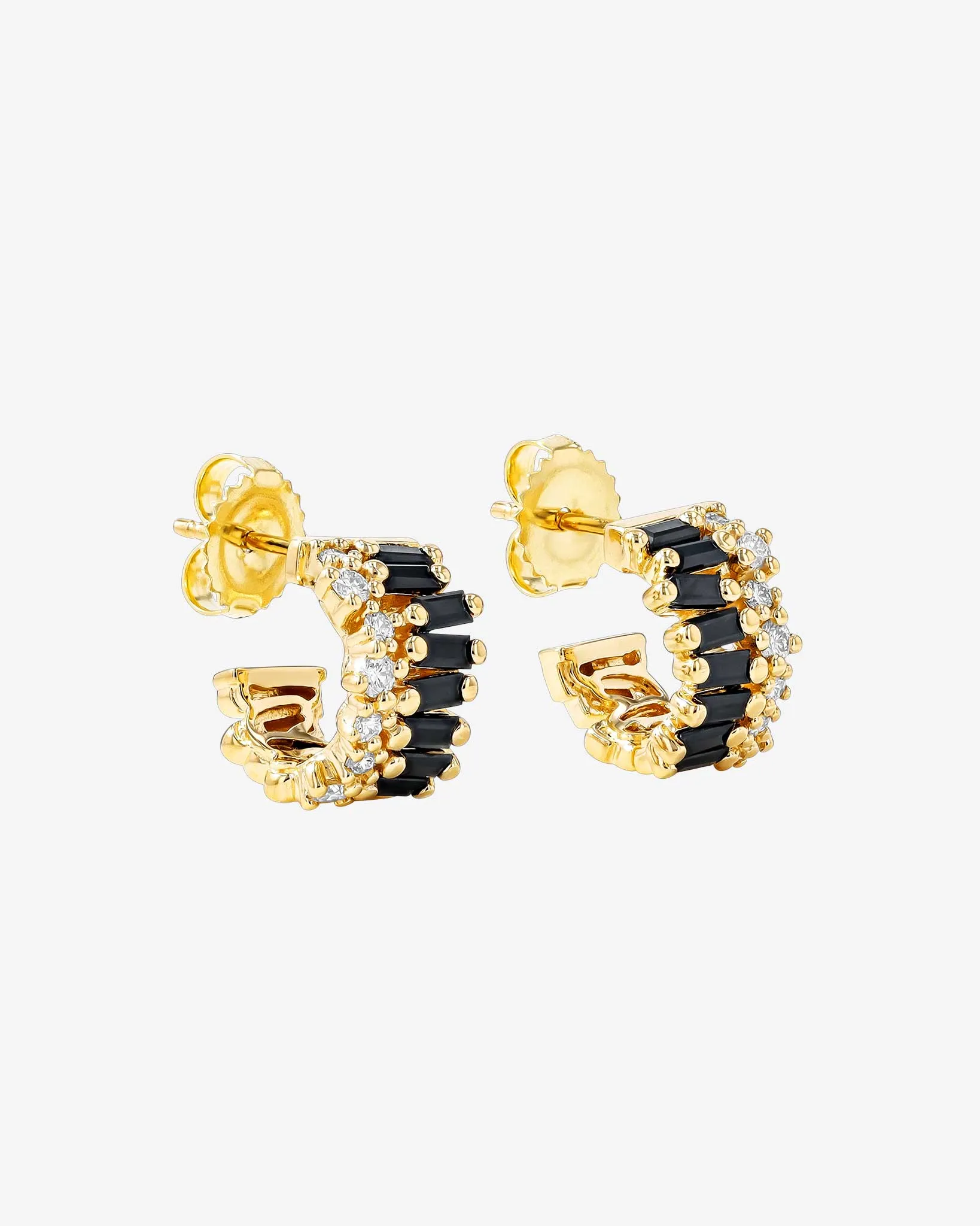 Short Stack Black Sapphire Mini Hoops