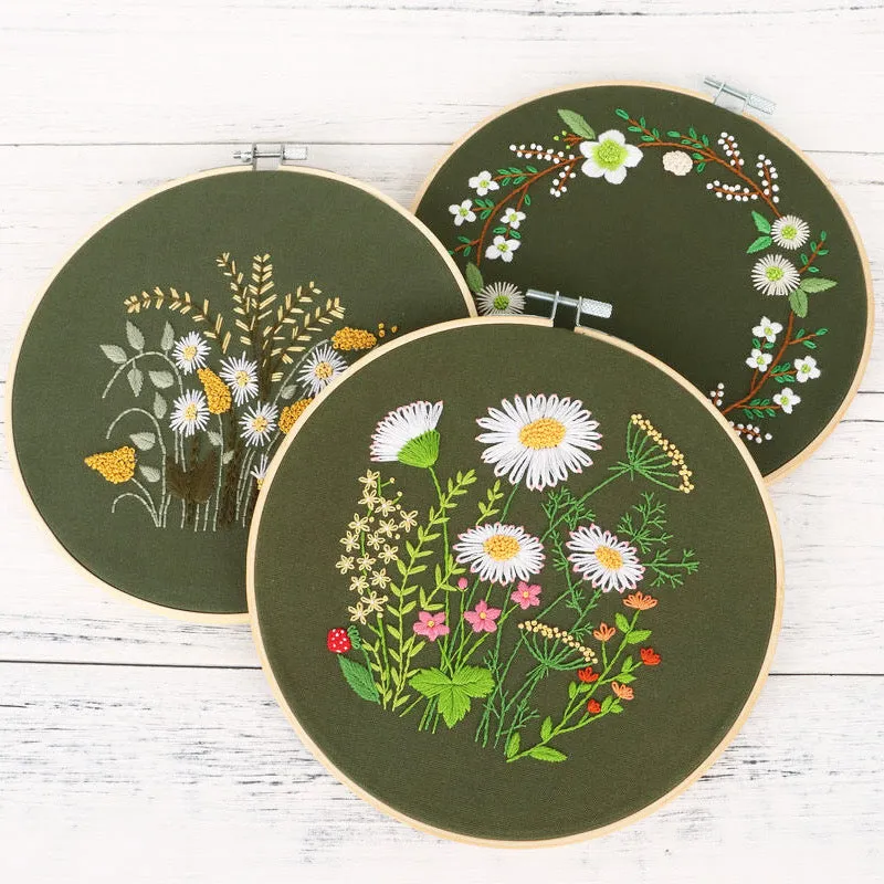 Small Flowers Hand Embroidery DIY Kit 20cm