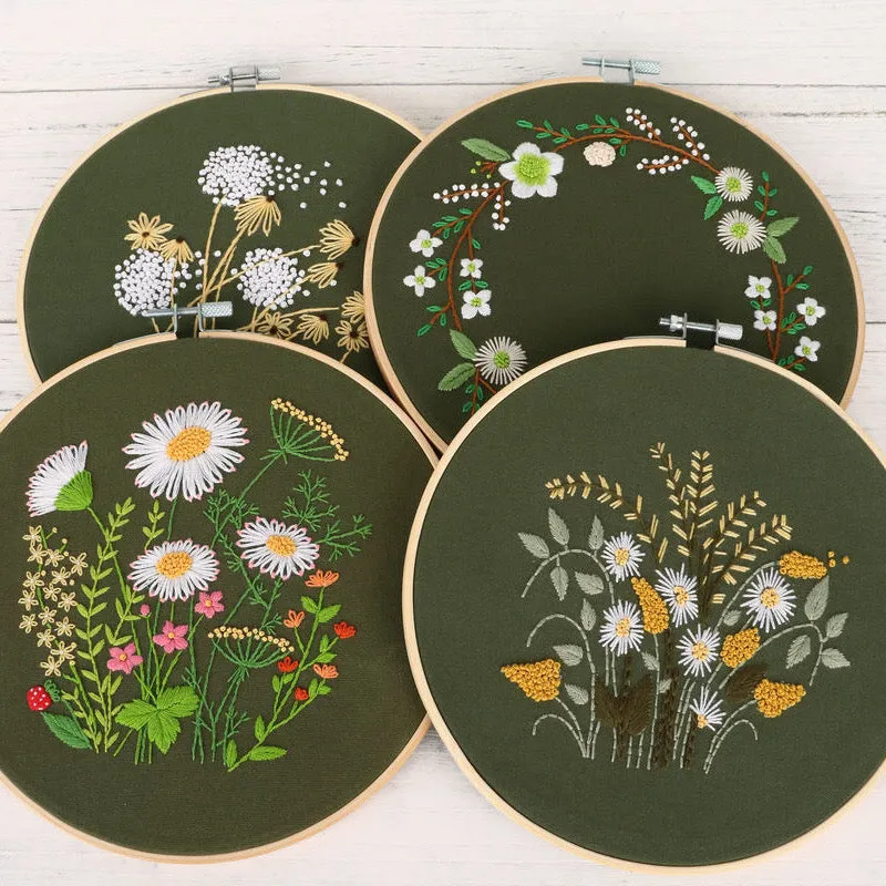 Small Flowers Hand Embroidery DIY Kit 20cm