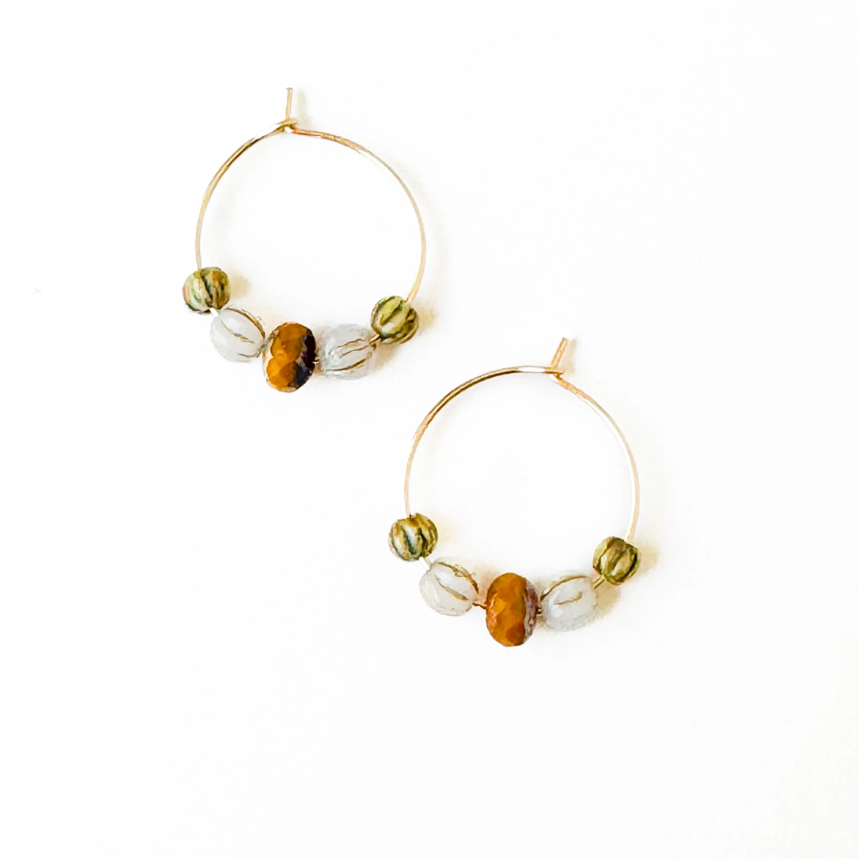 Small Gold-Filled Hoop Earrings with Vibrant Beads - WS