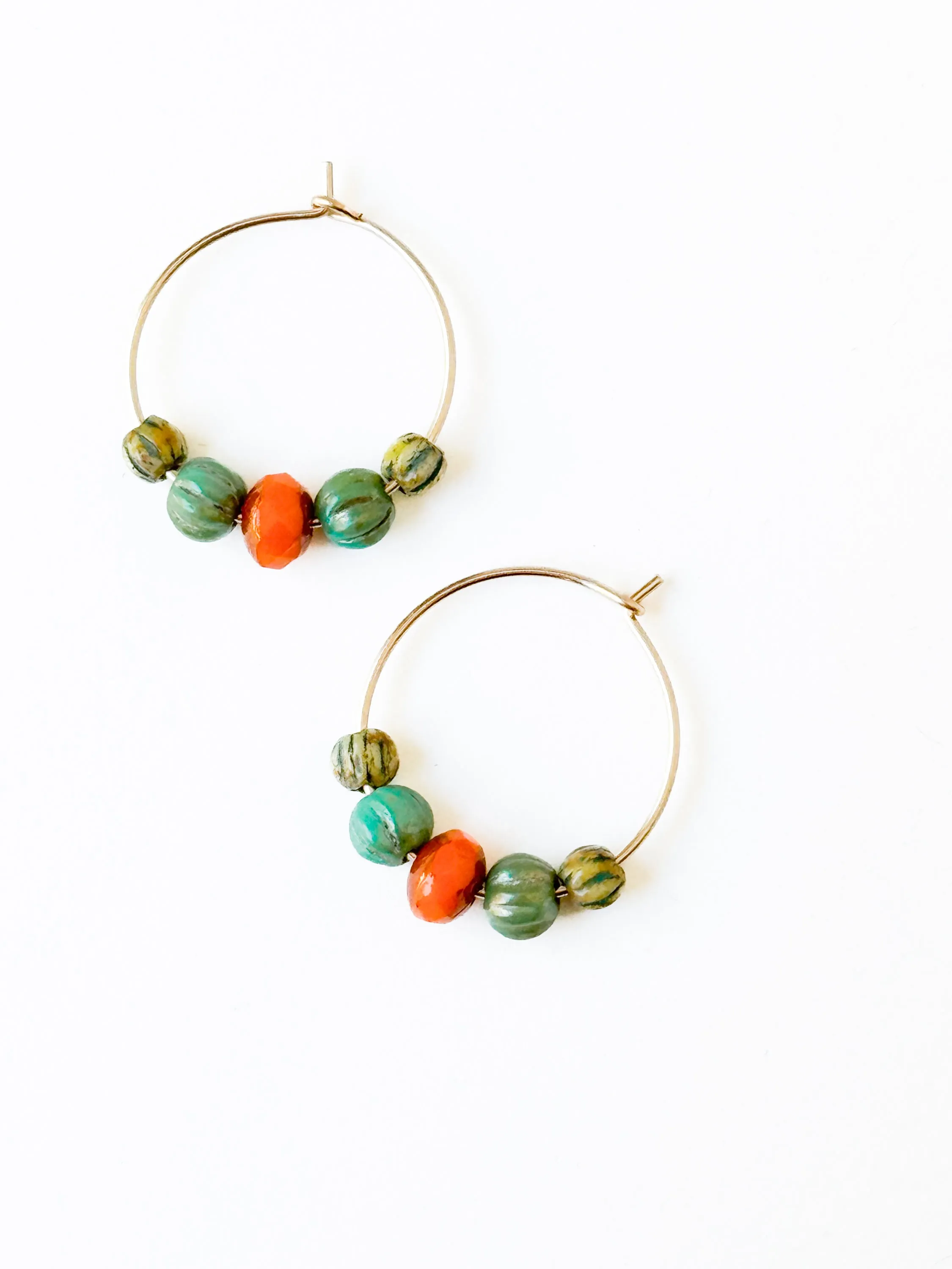 Small Gold-Filled Hoop Earrings with Vibrant Beads - WS