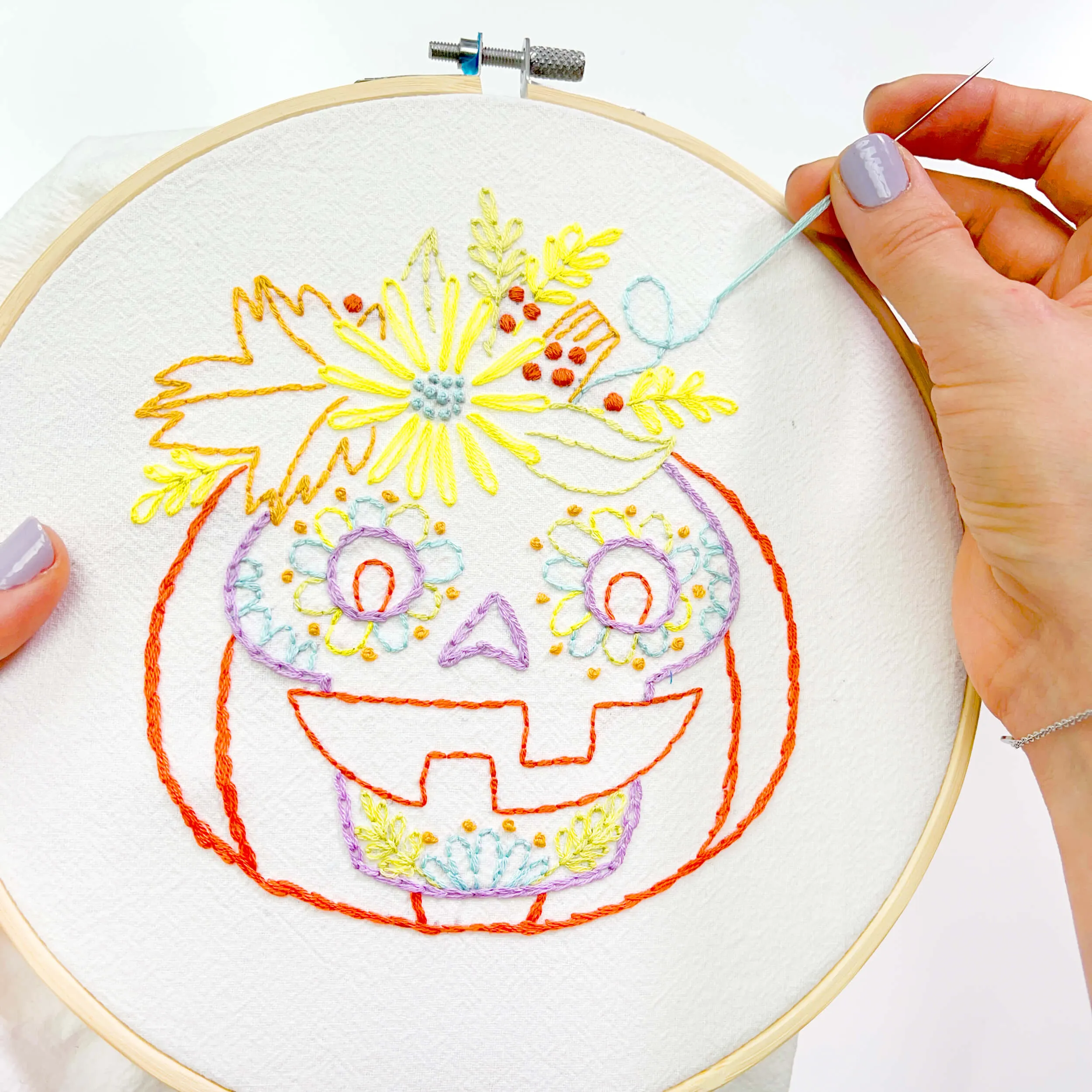 Sugar Skull-O’-Lantern embroidery kit