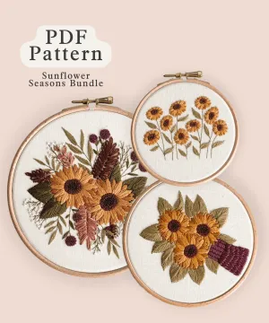 Sunflower Seasons Embroidery Pattern Bundle