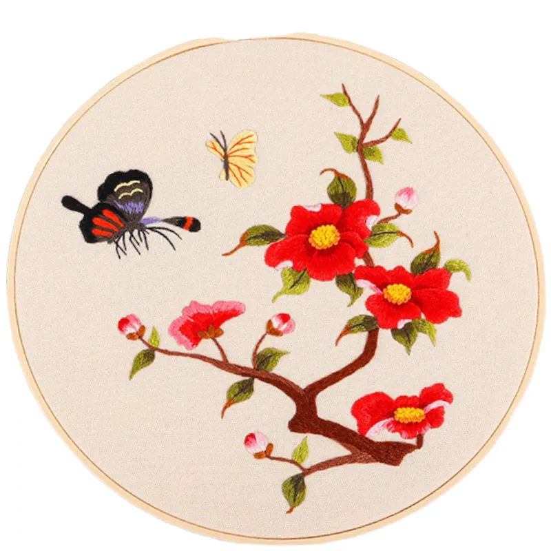 Thread Painting Flowers Hand Embroidery DIY Kit 20cm