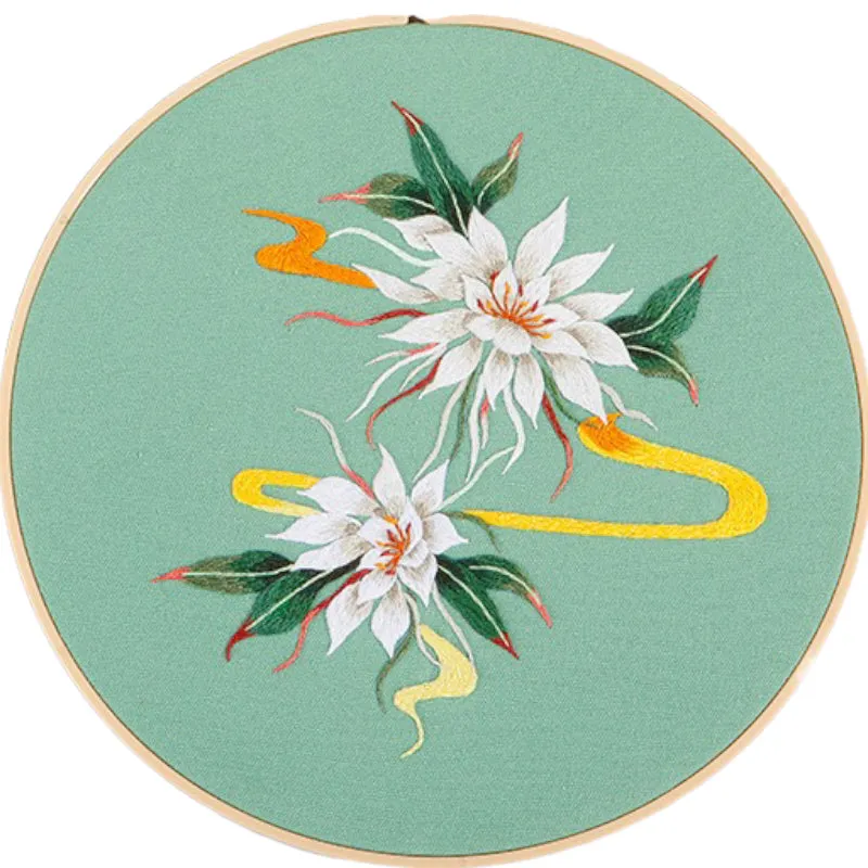 Thread Painting Flowers Hand Embroidery DIY Kit 20cm