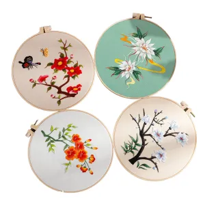 Thread Painting Flowers Hand Embroidery DIY Kit 20cm