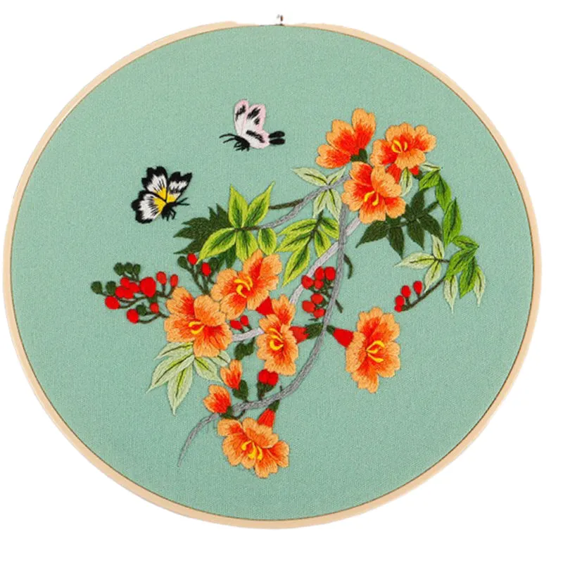 Thread Painting Flowers Hand Embroidery DIY Kit 20cm