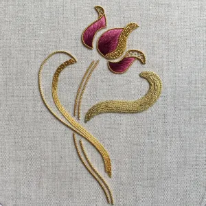 Luxe Tulip Silk & Goldwork Embroidery Kit for Artisans