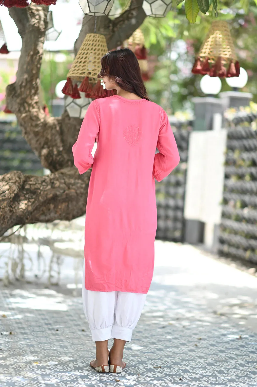 Ulfat Rayon Mukaish Chikankari Kurti