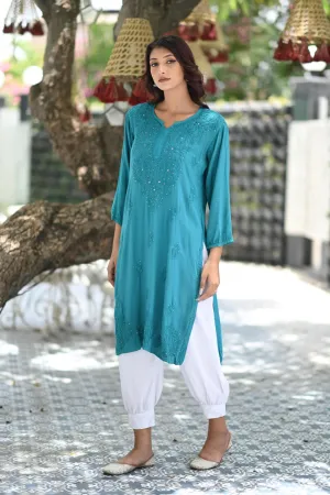 Ulfat Rayon Mukaish Chikankari Kurti