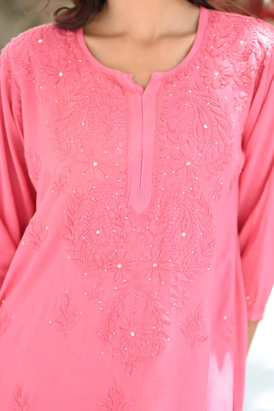 Ulfat Rayon Mukaish Chikankari Kurti