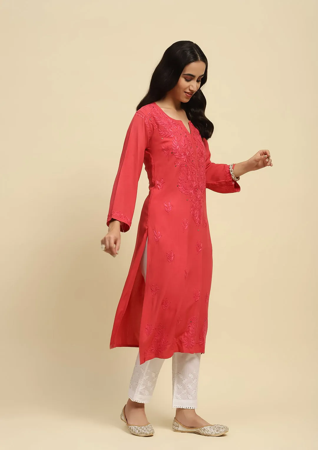 Ulfat Rayon Mukaish Chikankari Kurti