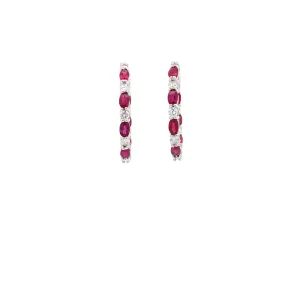 White Gold Diamond Ruby Hoops