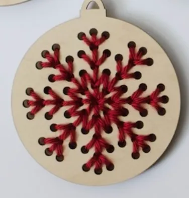 Wooden Holiday Embroidery Ornament Kits