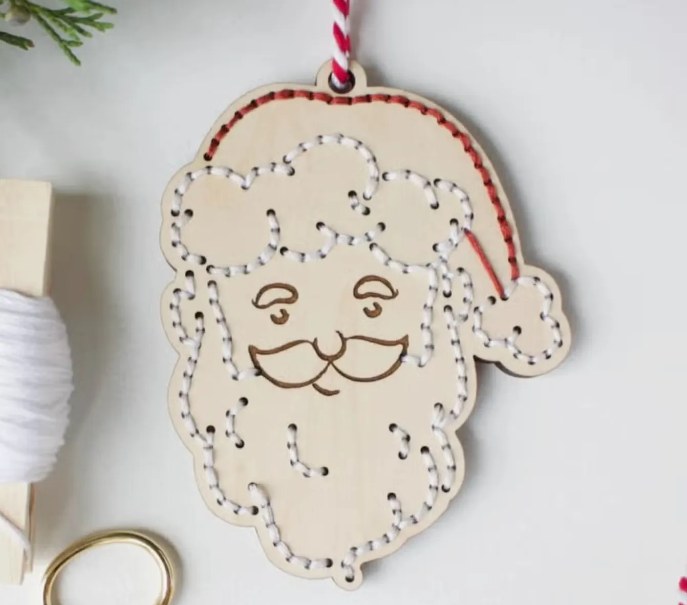 Wooden Holiday Embroidery Ornament Kits